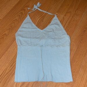 Awesome Light Blue Women/ Juniors Top With Low Back Vest Size Large